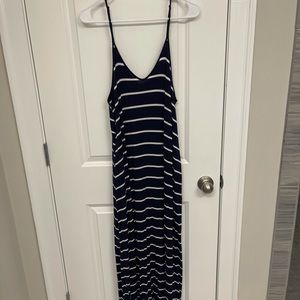 Navy & white nautical maxi dress
